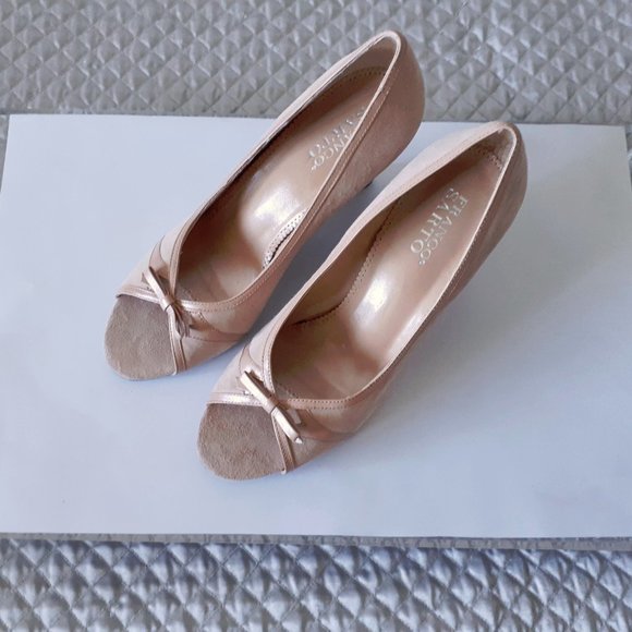 NWOT Franco Sarto pink suede open toe wedge shoes - Picture 3 of 7